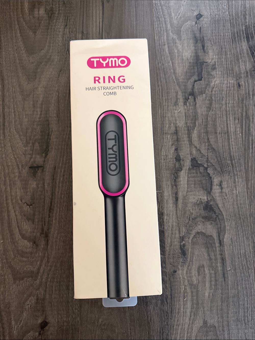 Tymo Ring Hair Straightening Comb - Black with Pink Trim